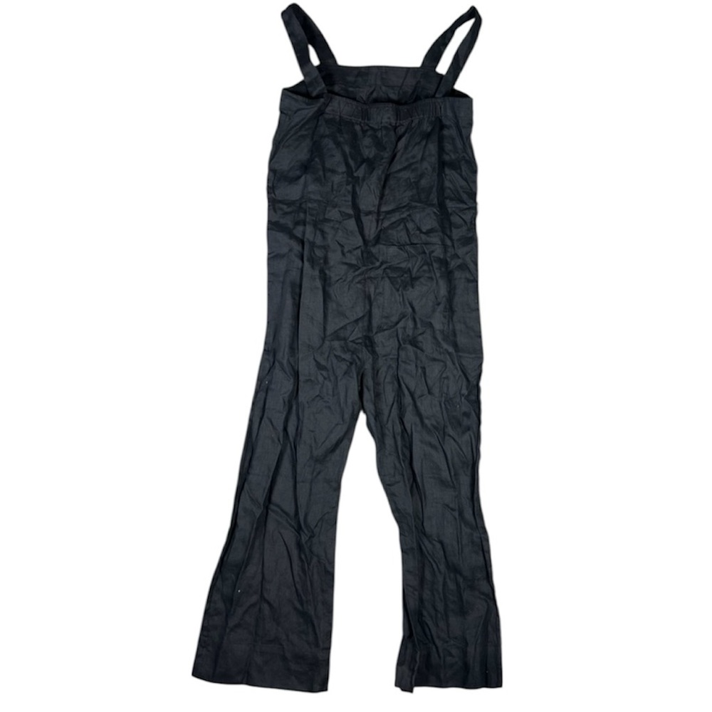 Quince Jumpsuit Womens Medium Black European Linen Square Neck Minimalist Sleek - Picture 8 of 13